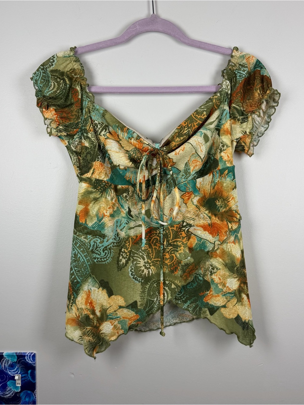VTG Freelance Top Size Large Y2K 2000s Forest Fairy Rave Hippie Boho Artsy